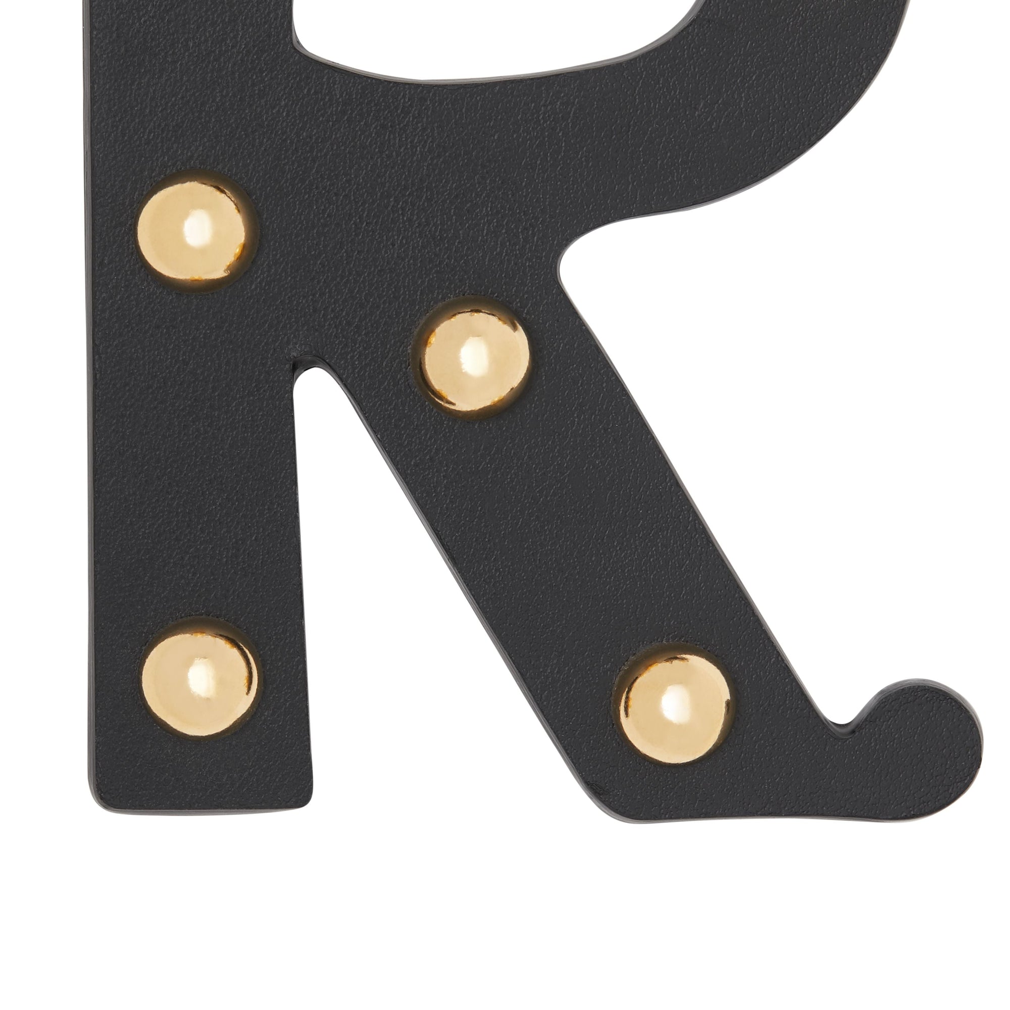 Bijou alphabet « r » en cuir clouté - Noir & or clair