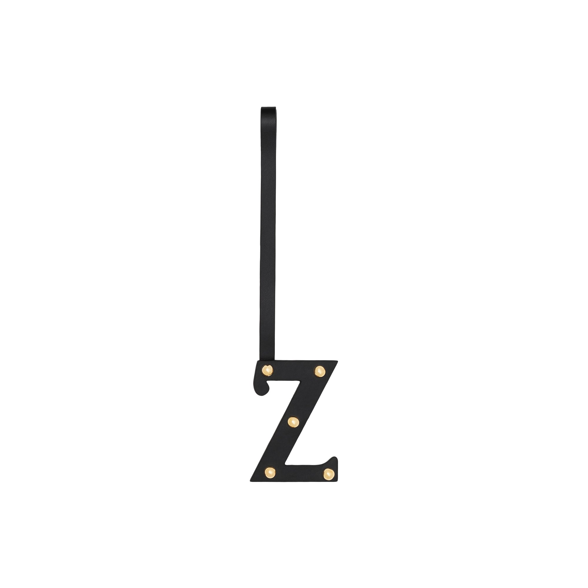 Bijou alphabet « Z » en cuir clouté - Noir & Or Clair