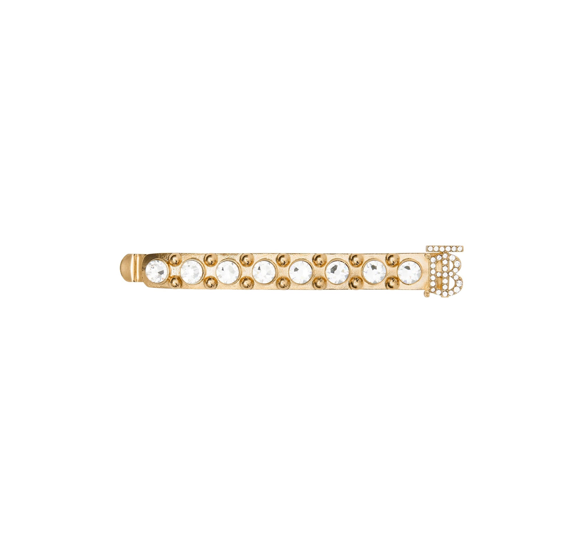 Barrette plaquée or monogram avec cristaux - Or clair