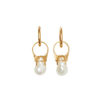 Créoles plaquées or avec bague et perle en résine - Or clair