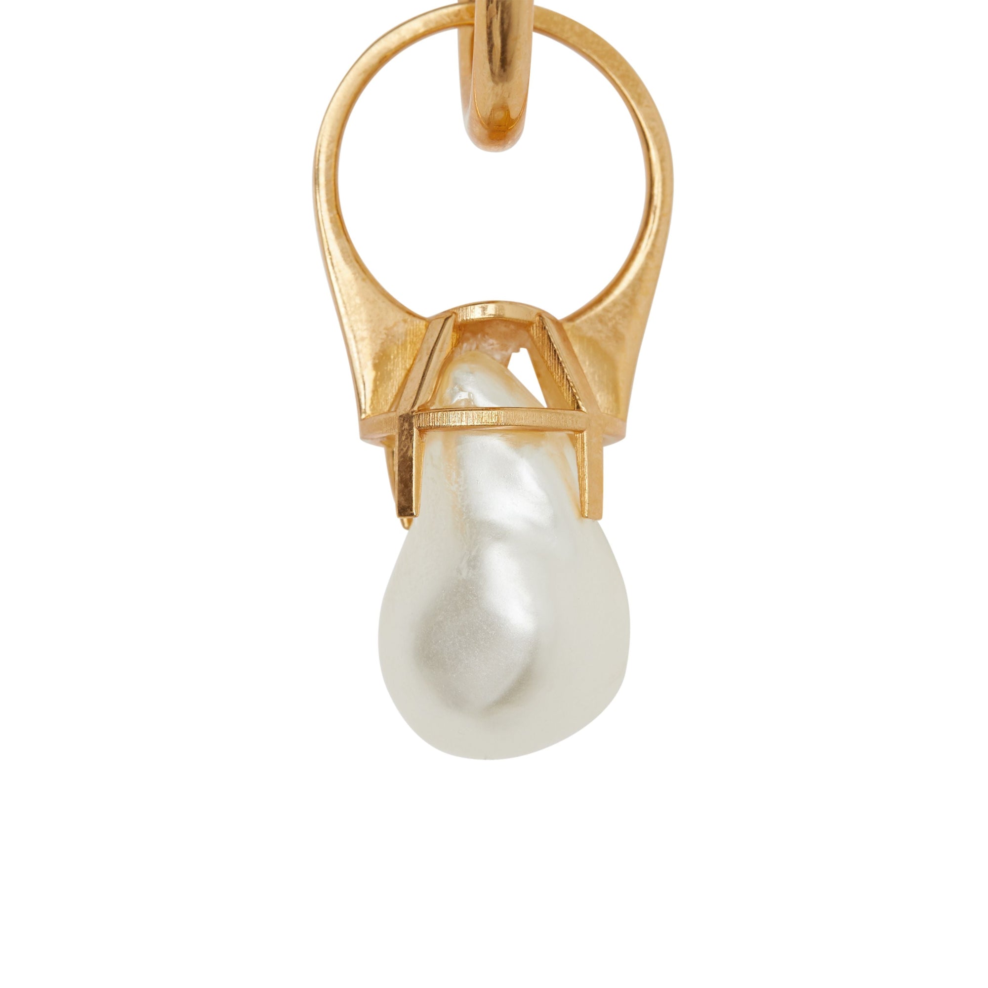 Créoles plaquées or avec bague et perle en résine - Or clair