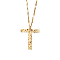 Collier plaqué or avec bijou alphabet « T » - Or Clair