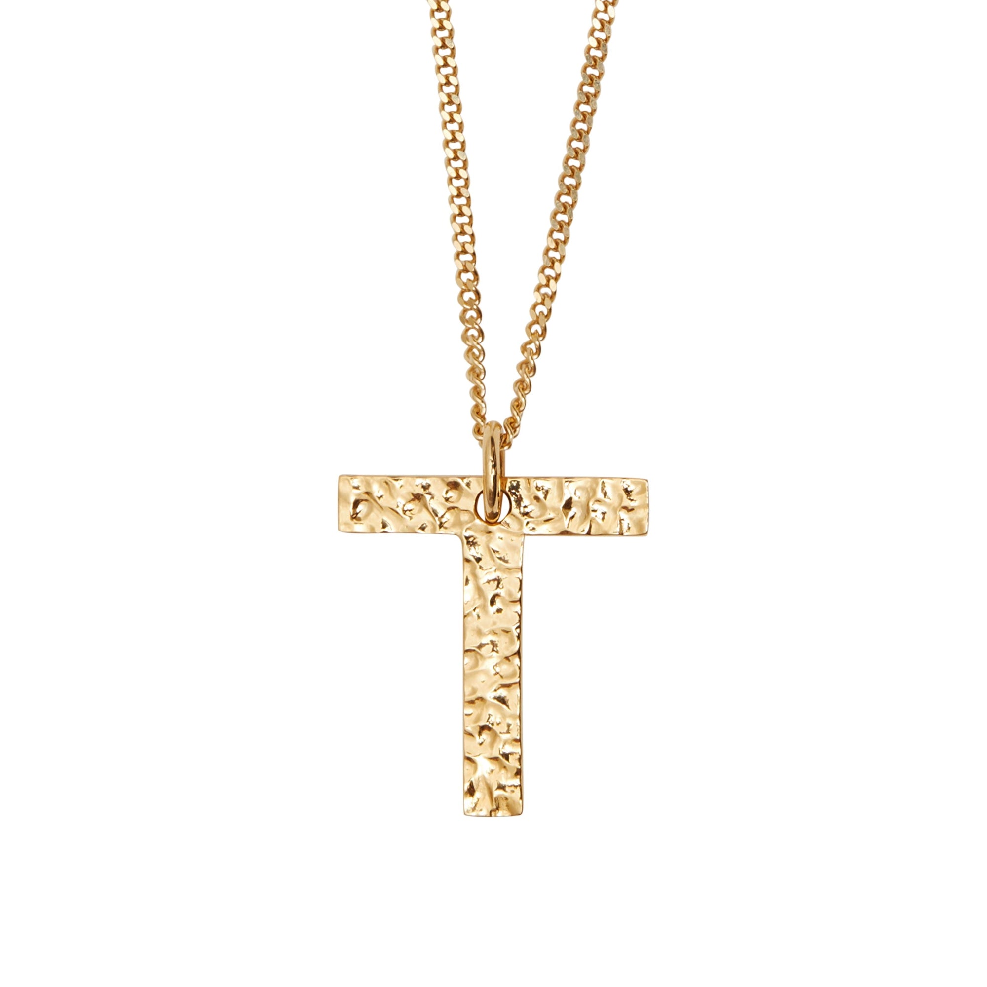 Collier plaqué or avec bijou alphabet « T » - Or Clair