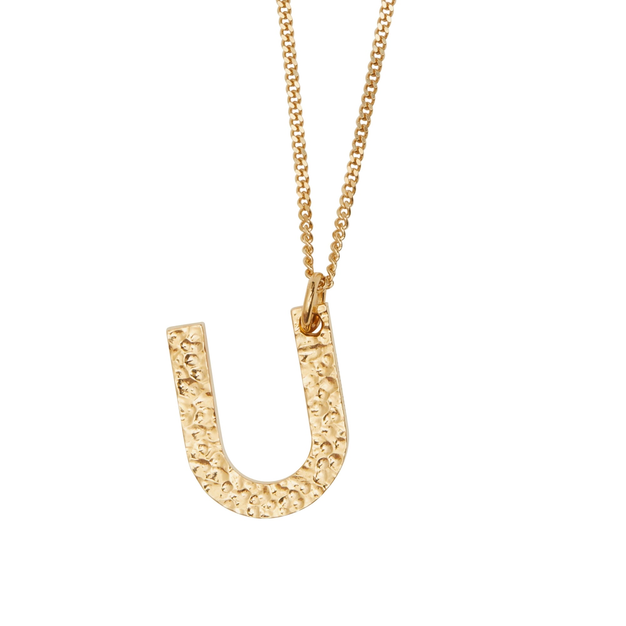 Collier plaqué or avec bijou alphabet « U » - Or Clair