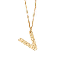 Collier plaqué or avec bijou alphabet « V » - Or Clair