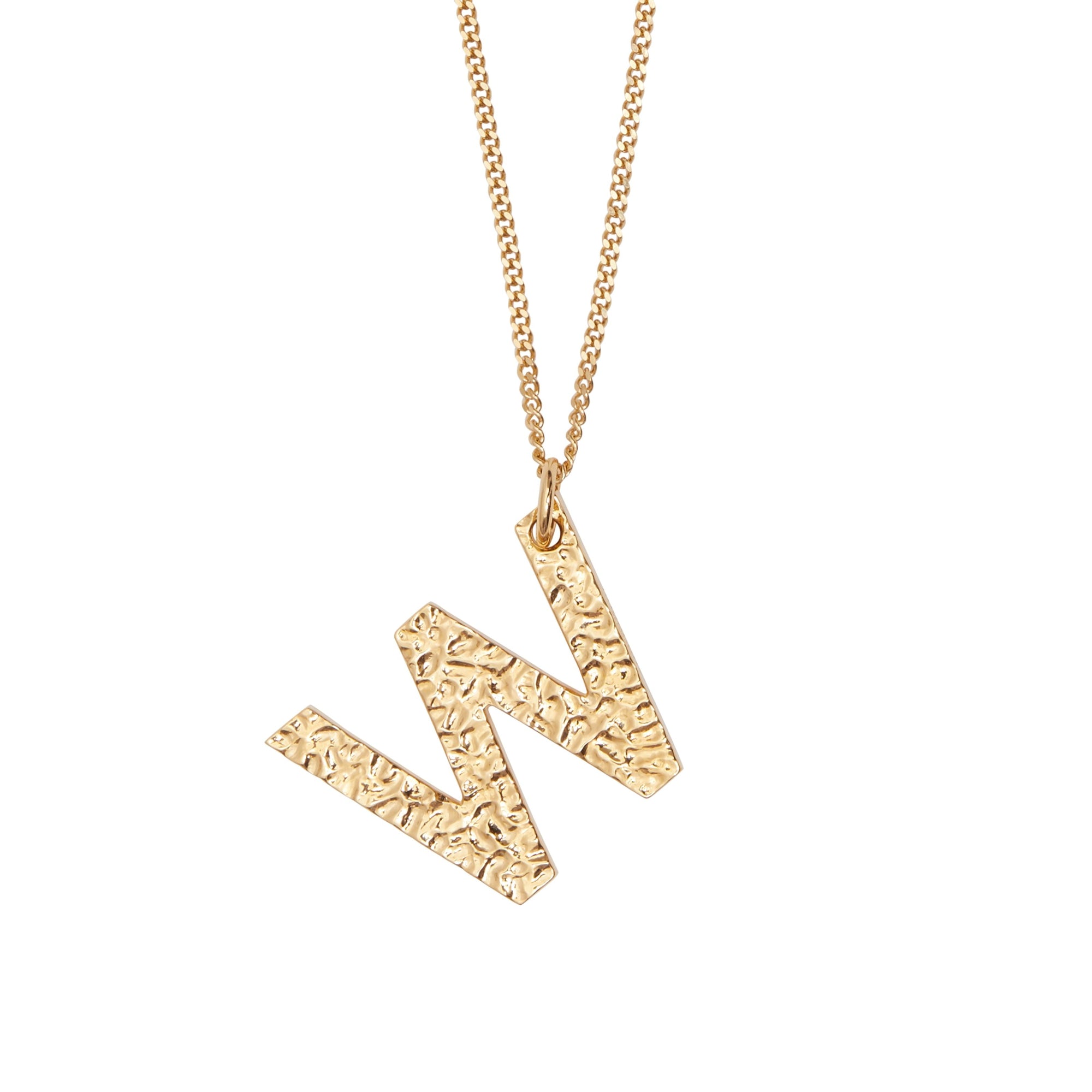 Collier plaqué or avec bijou alphabet « W » - Or Clair