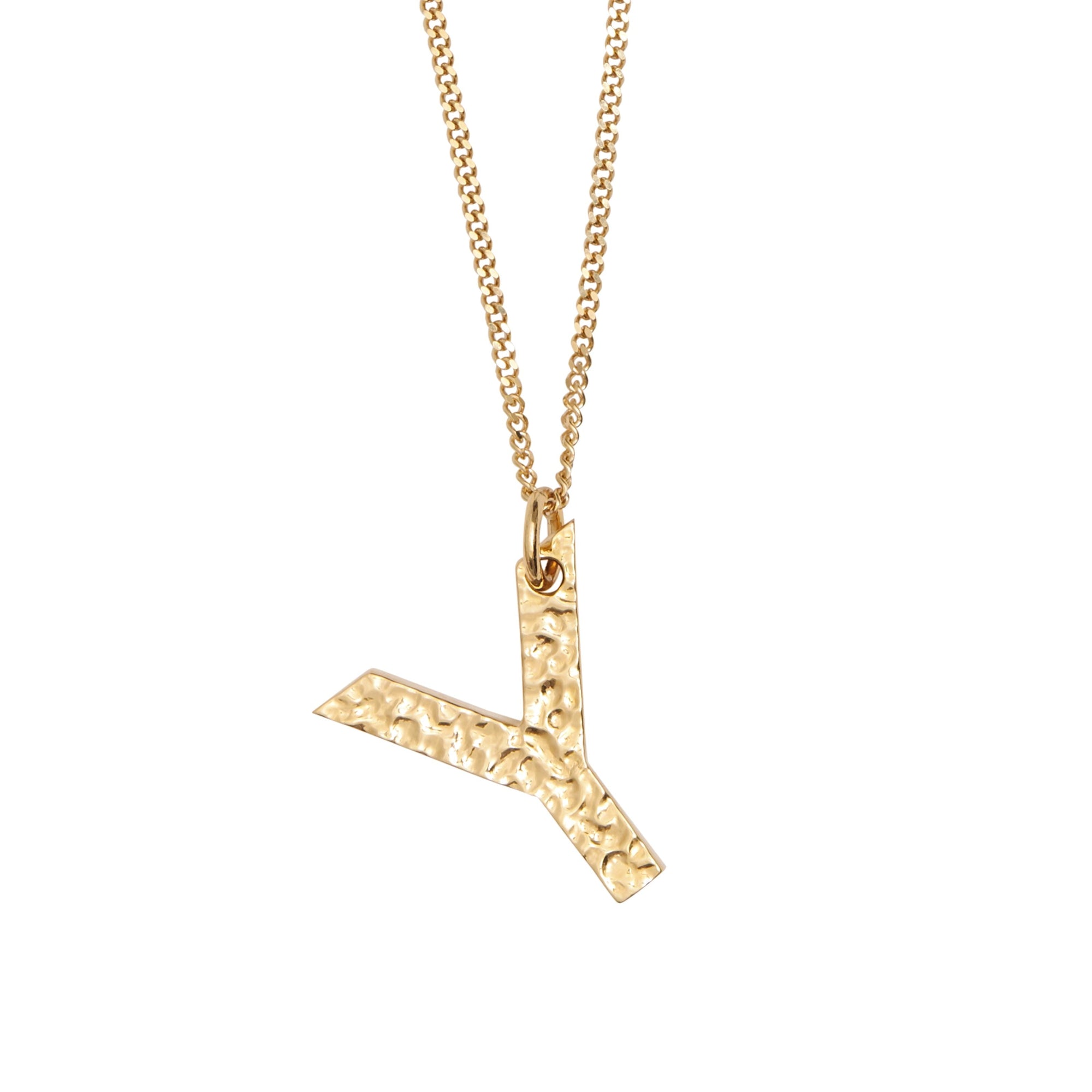 Collier plaqué or avec bijou alphabet « y » - Or clair