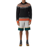 Pull en laine à motif fair isle avec ornements - Noir