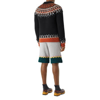 Pull en laine à motif fair isle avec ornements - Noir