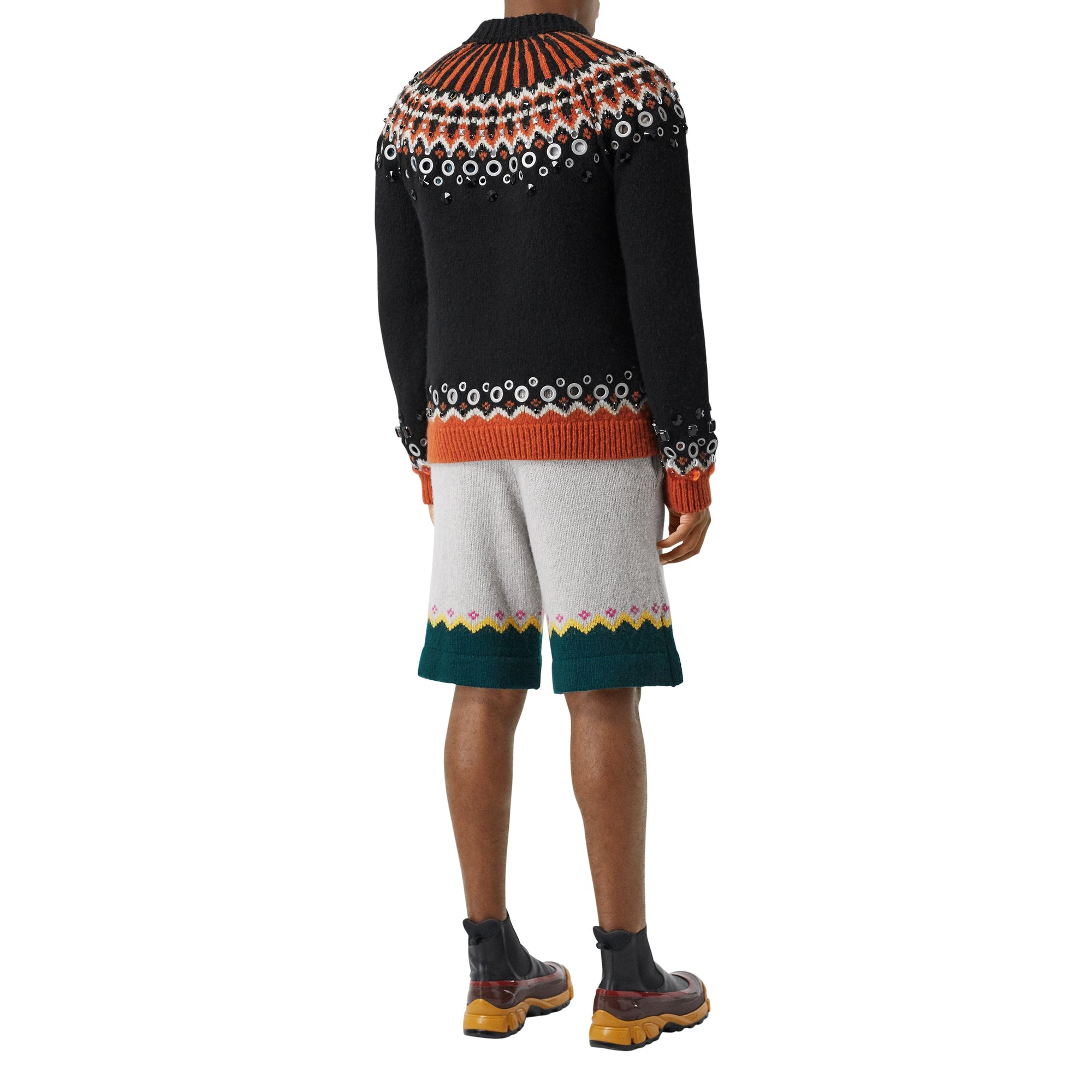 BLACK Pull en laine à motif Fair Isle avec ornements