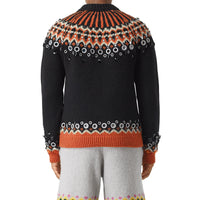 Pull en laine à motif fair isle avec ornements - Noir