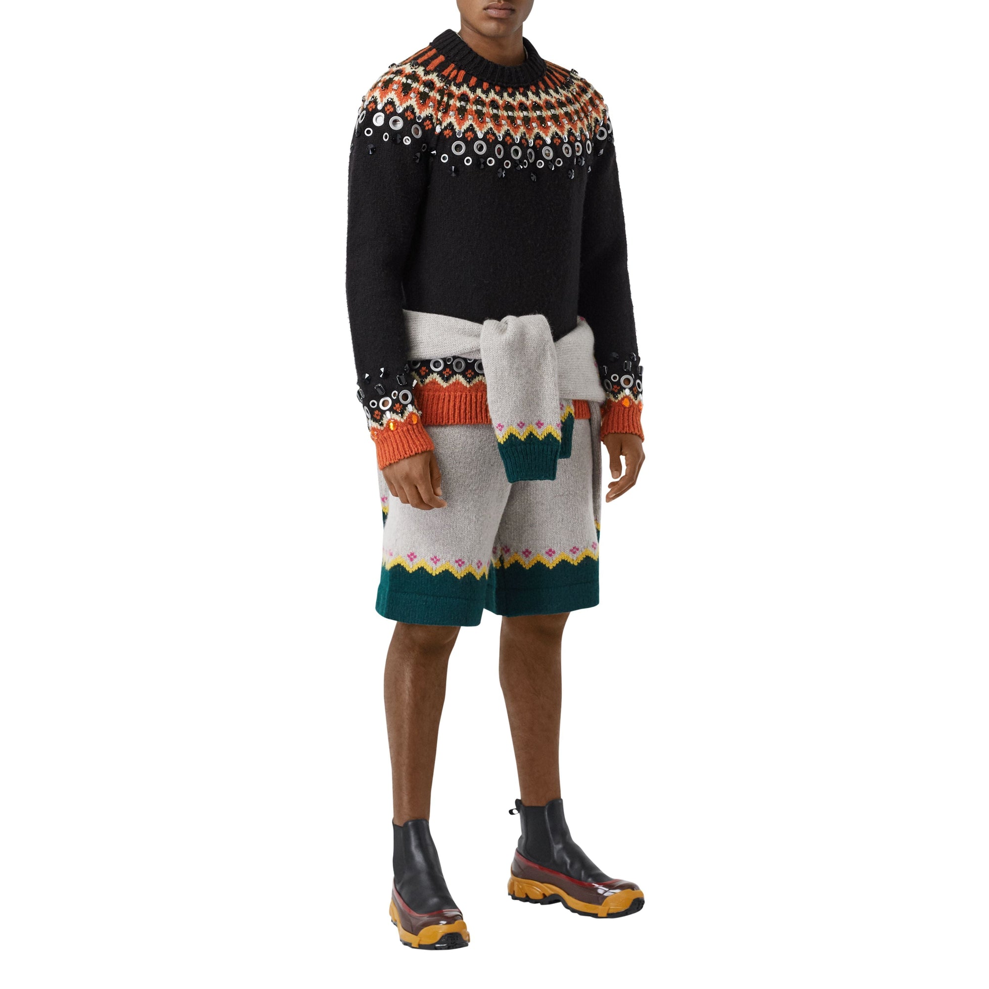BLACK Pull en laine à motif Fair Isle avec ornements
