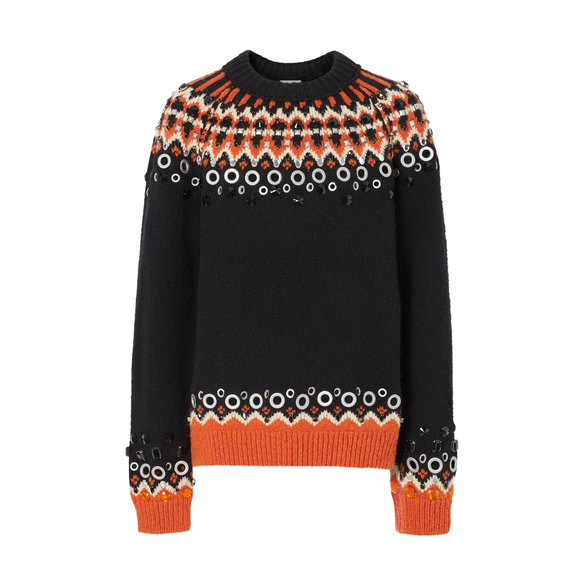 BLACK Pull en laine à motif Fair Isle avec ornements