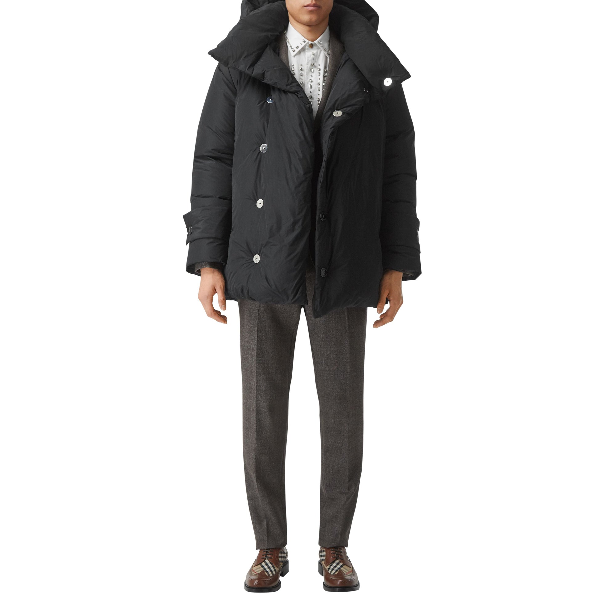 BLACK Manteau portefeuille oversize rembourré en duvet avec capuche amovible