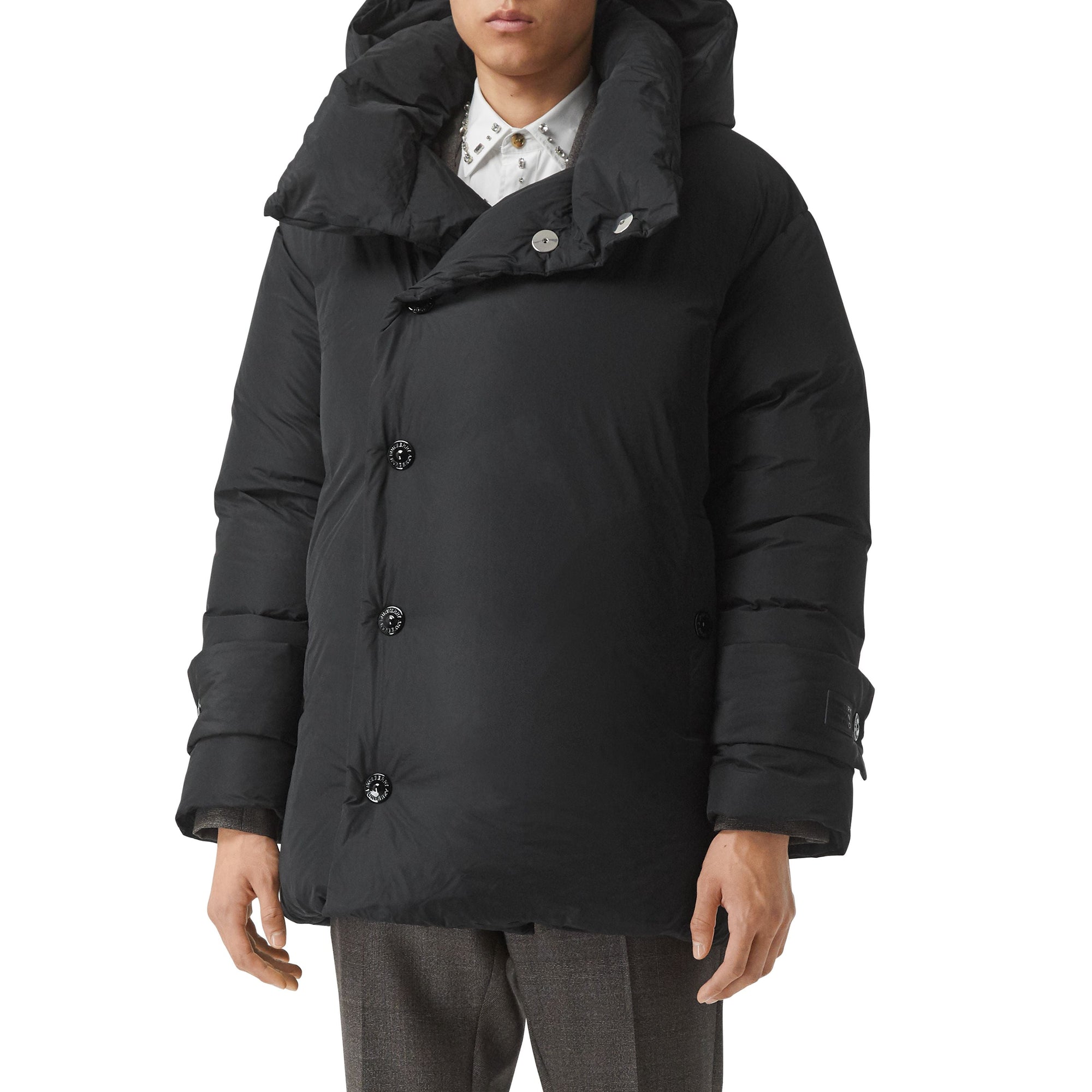 BLACK Manteau portefeuille oversize rembourré en duvet avec capuche amovible