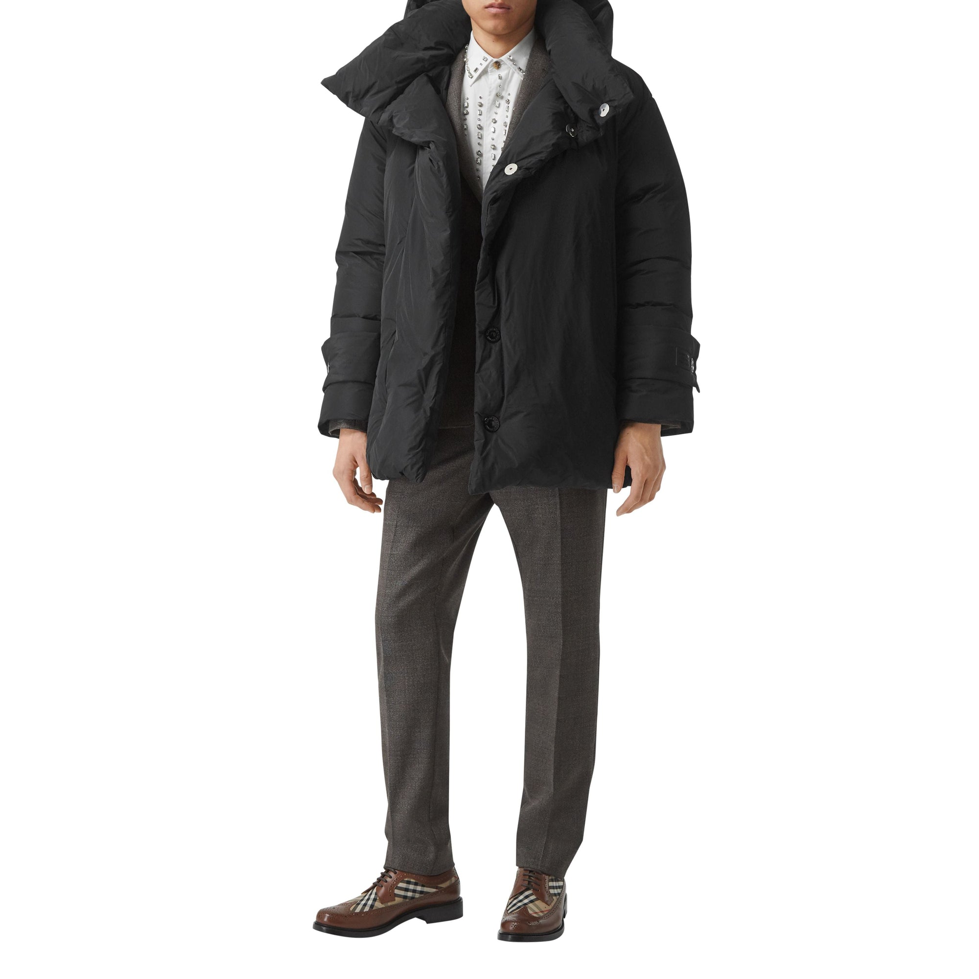 BLACK Manteau portefeuille oversize rembourré en duvet avec capuche amovible