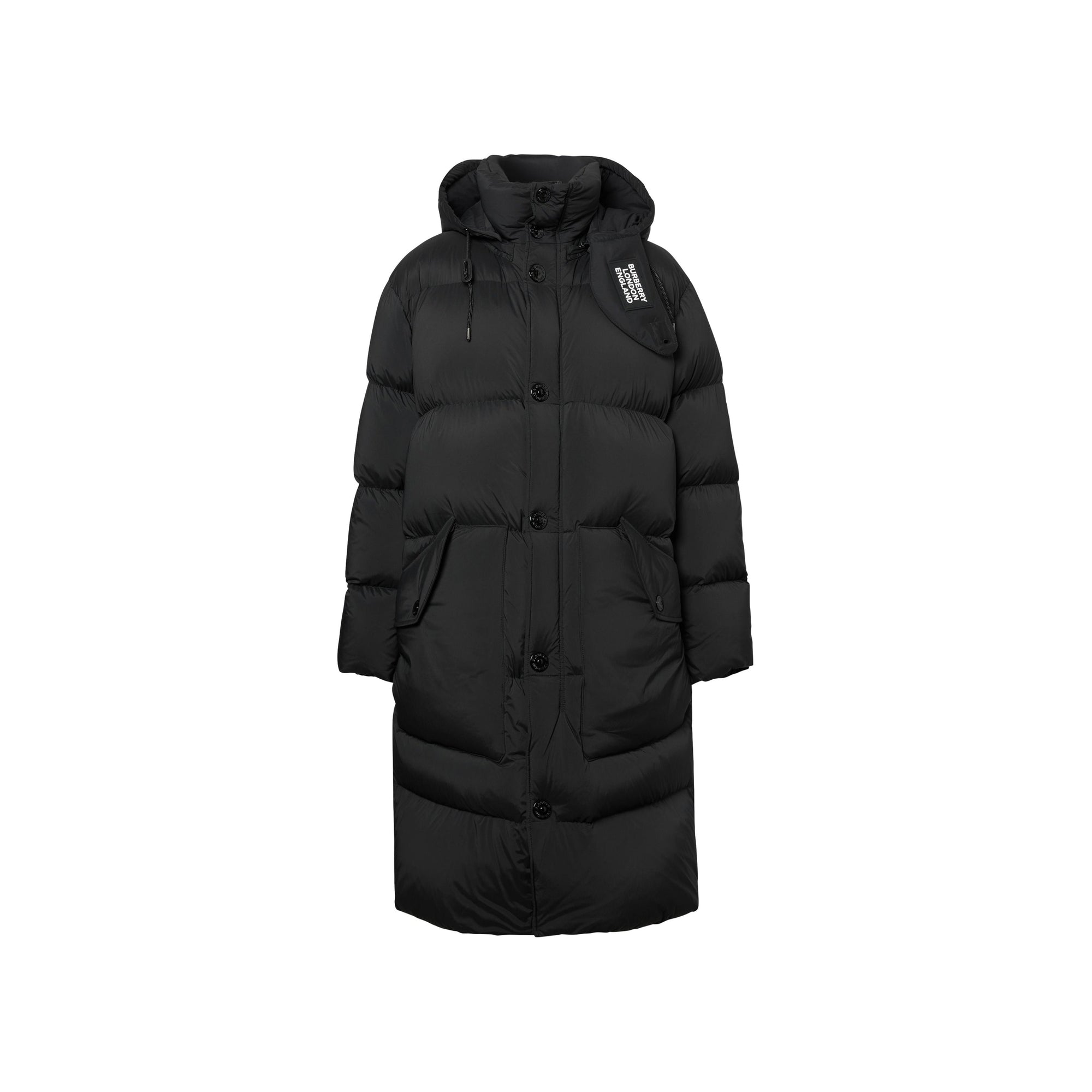 Doudoune en nylon stretch avec capuche amovible - Noir
