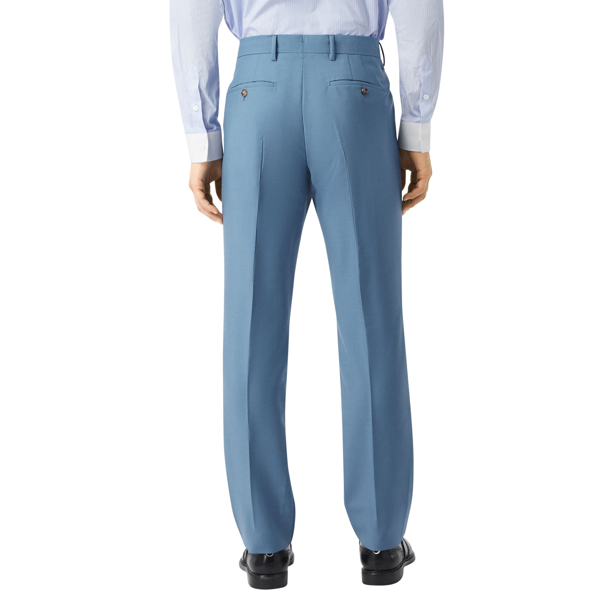 STEEL BLUE Pantalon ajusté classique en mohair et laine