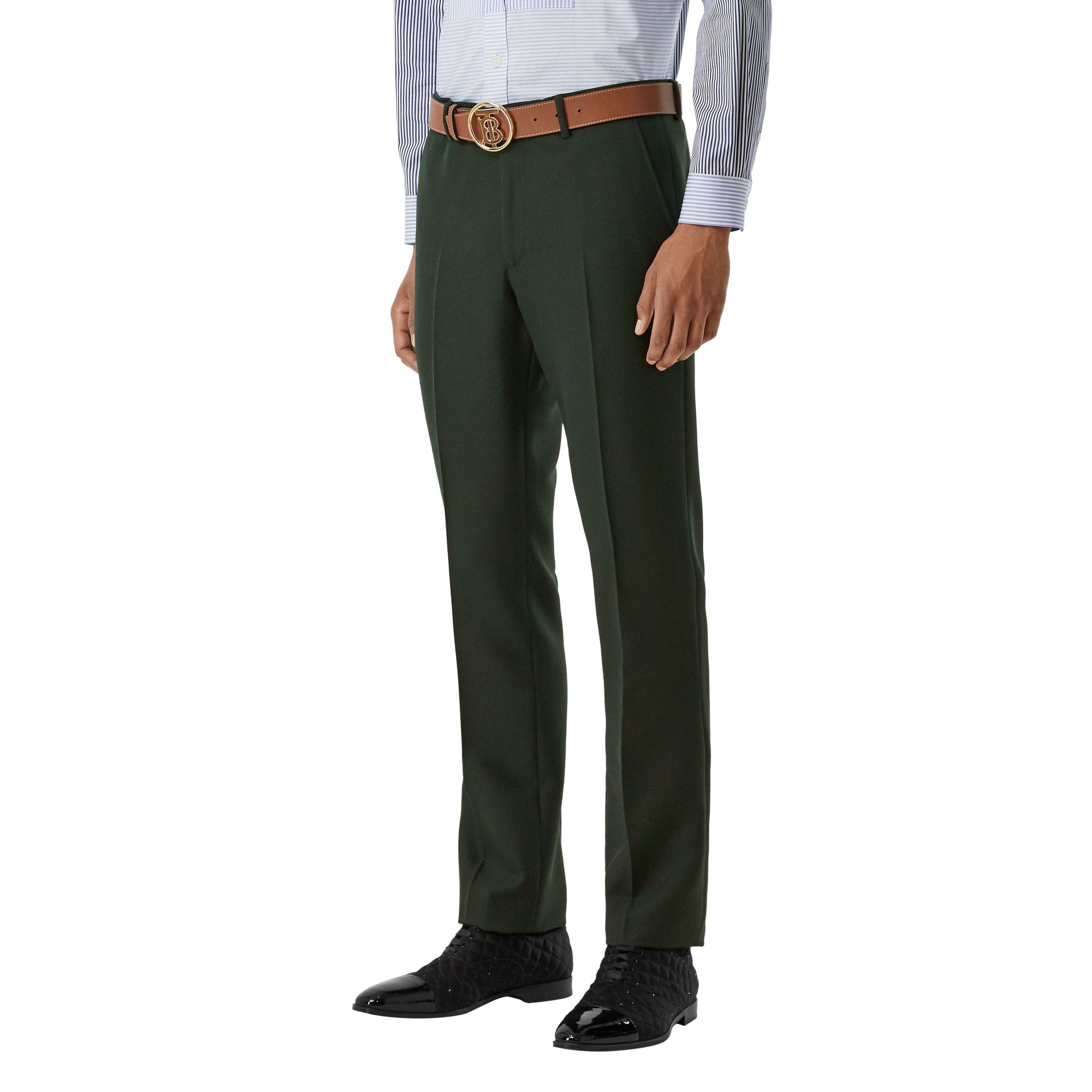 Pantalon de costume classique en laine et mohair - Vert forêt sombre