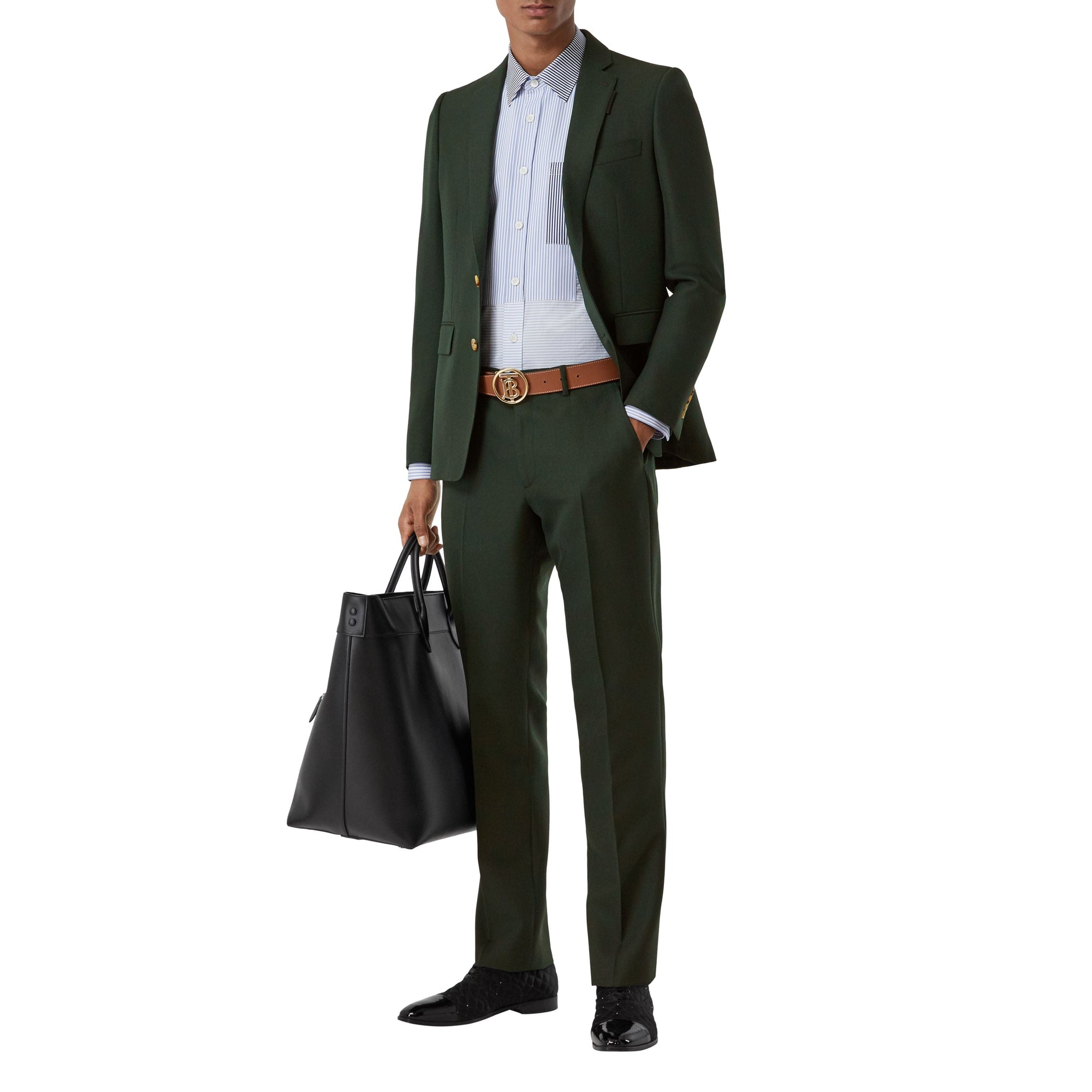Pantalon de costume classique en laine et mohair - Vert forêt sombre
