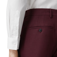 DEEP BURGUNDY Pantalon de costume classique en laine et mohair