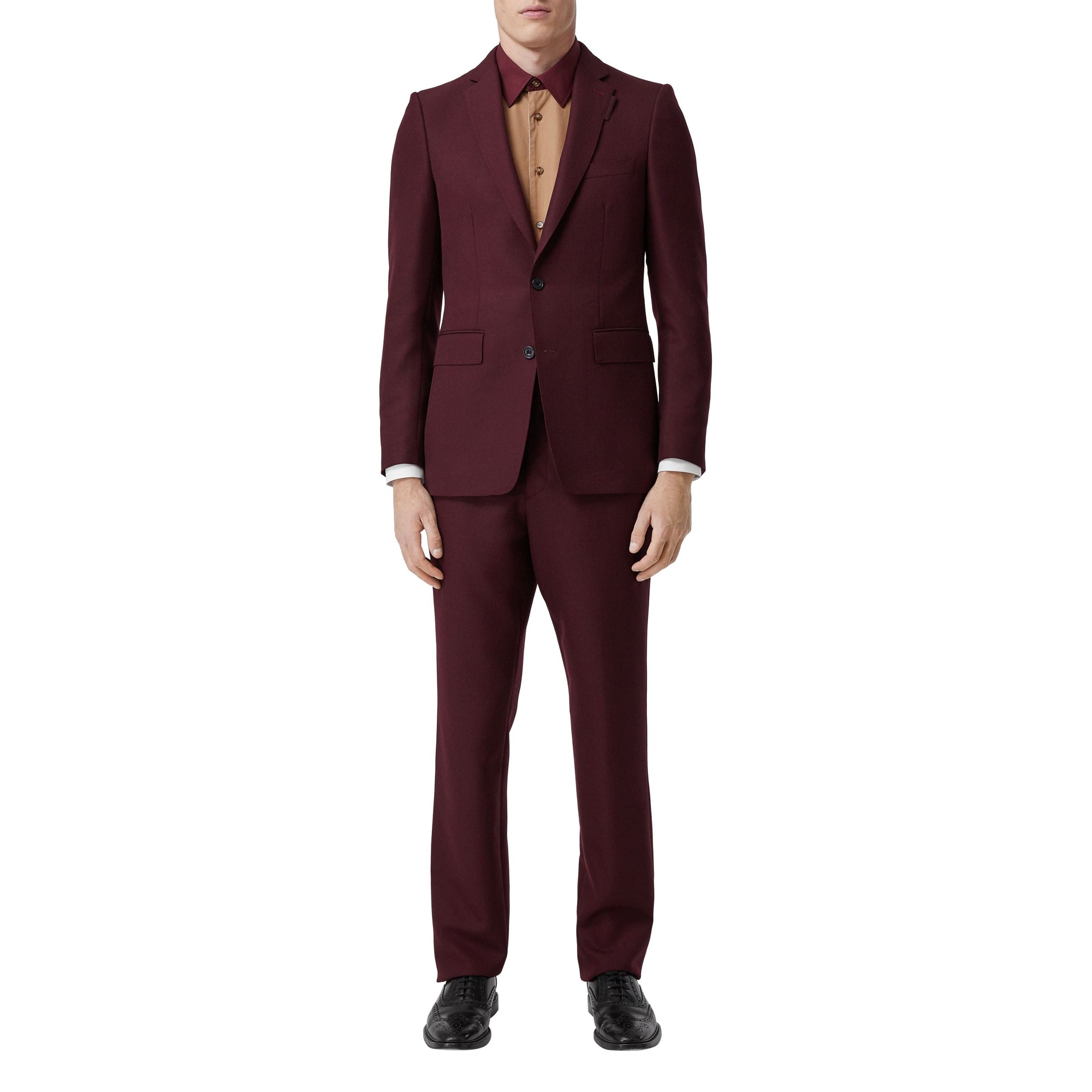 DEEP BURGUNDY Pantalon de costume classique en laine et mohair