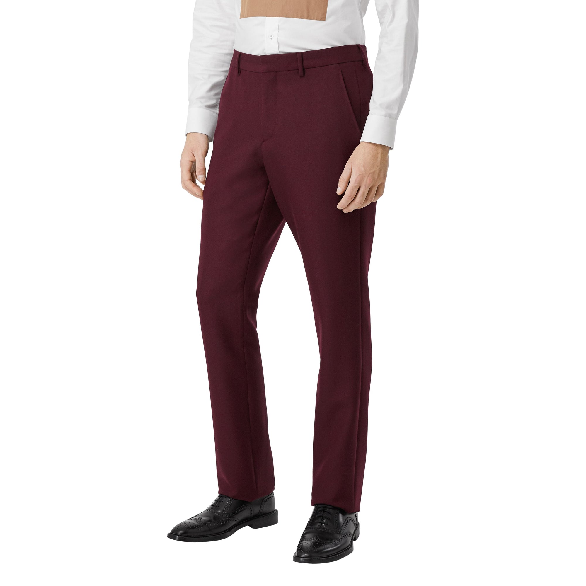 DEEP BURGUNDY Pantalon de costume classique en laine et mohair