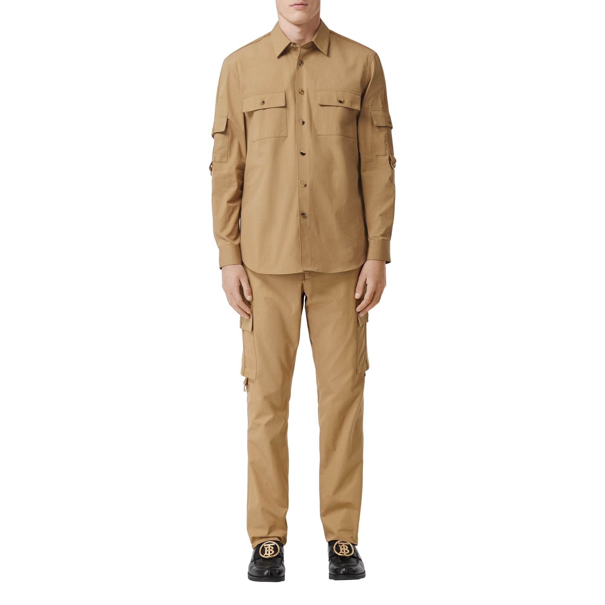 Chemise en sergé de coton - Café pâle