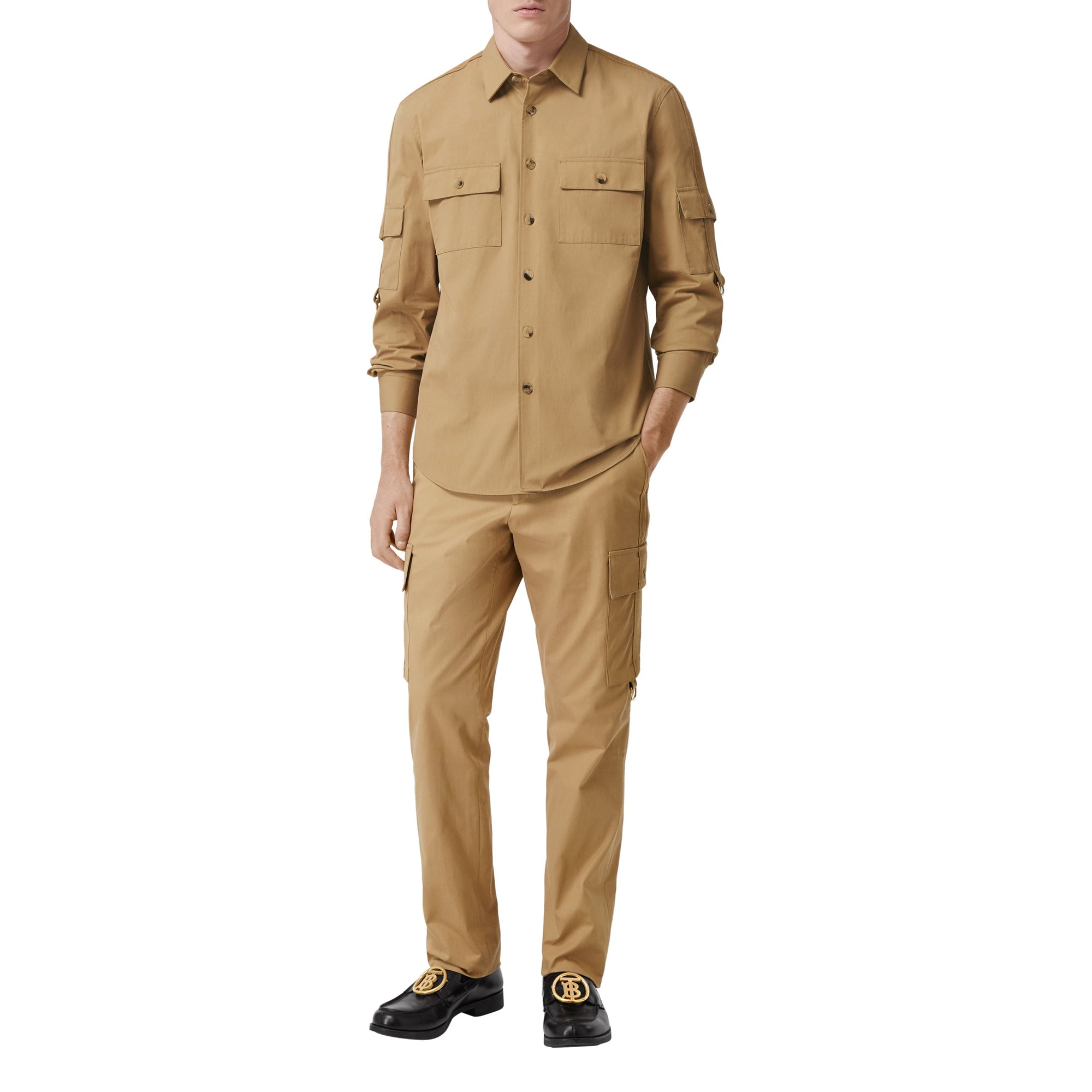 Chemise en sergé de coton - Café pâle