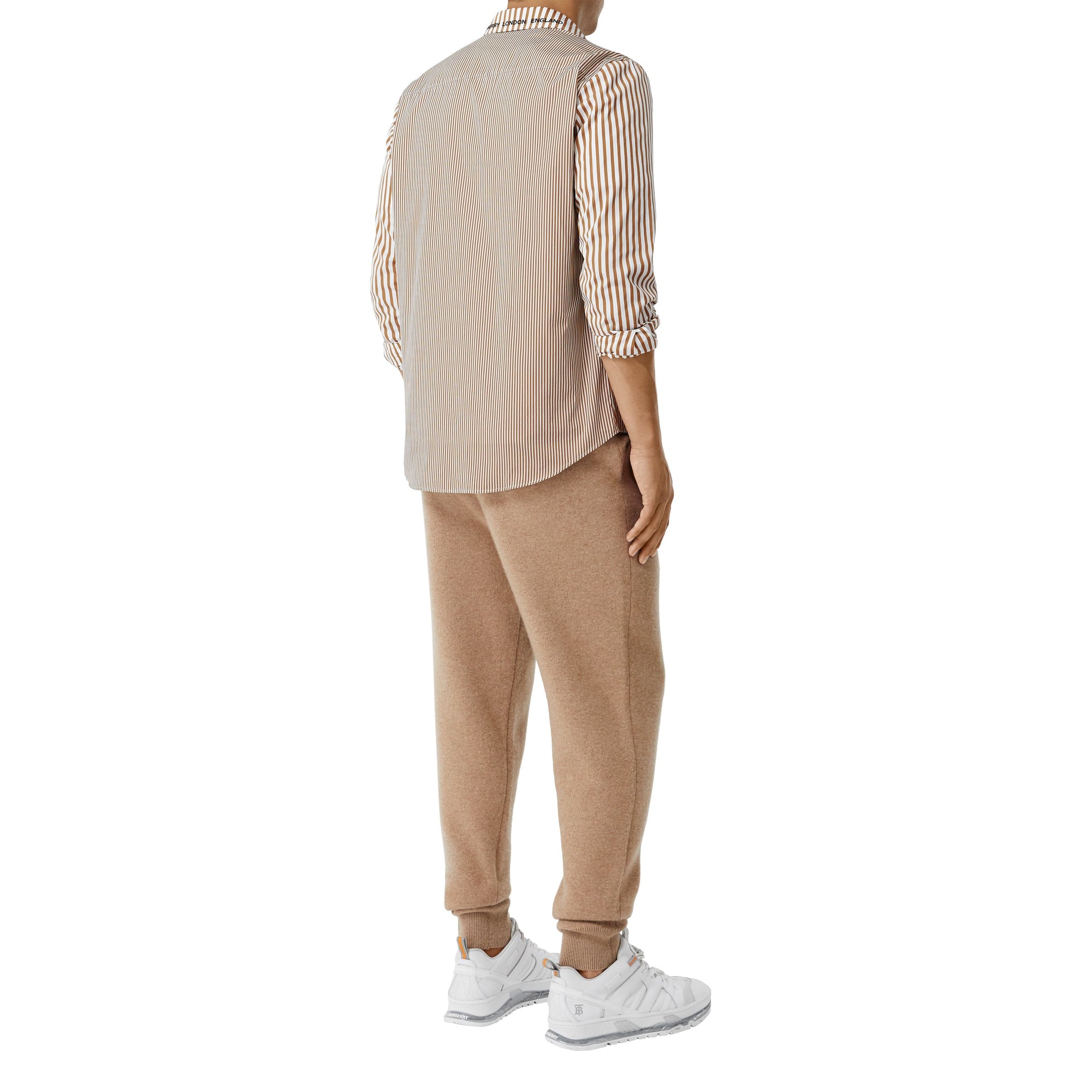 CAMEL STRIPE Chemise en coton rayée façon patchwork avec logo brodé