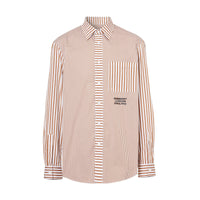 CAMEL STRIPE Chemise en coton rayée façon patchwork avec logo brodé