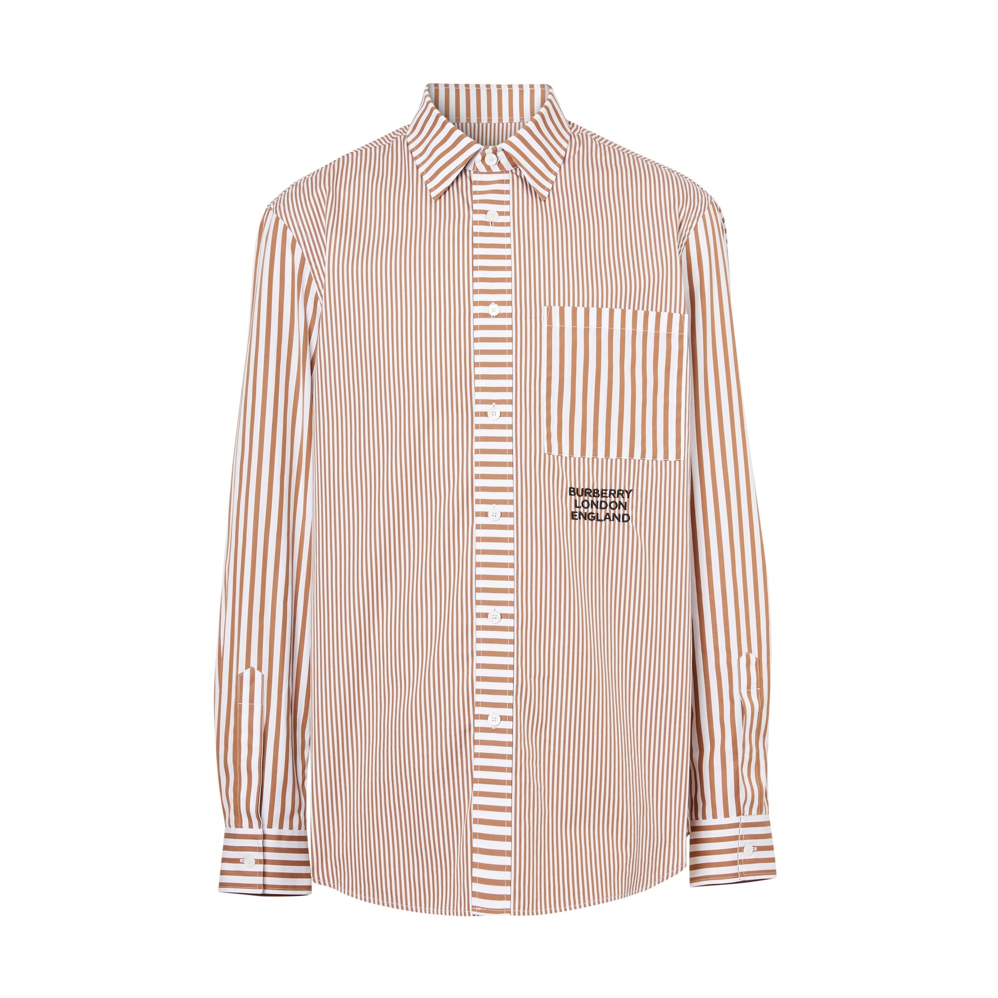 CAMEL STRIPE Chemise en coton rayée façon patchwork avec logo brodé