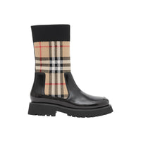 Bottines chelsea en cuir façon chaussettes en maille vintage check - Beige d'archive