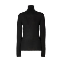 BLACK Pull à col roulé en cachemire et soie avec logo brodé