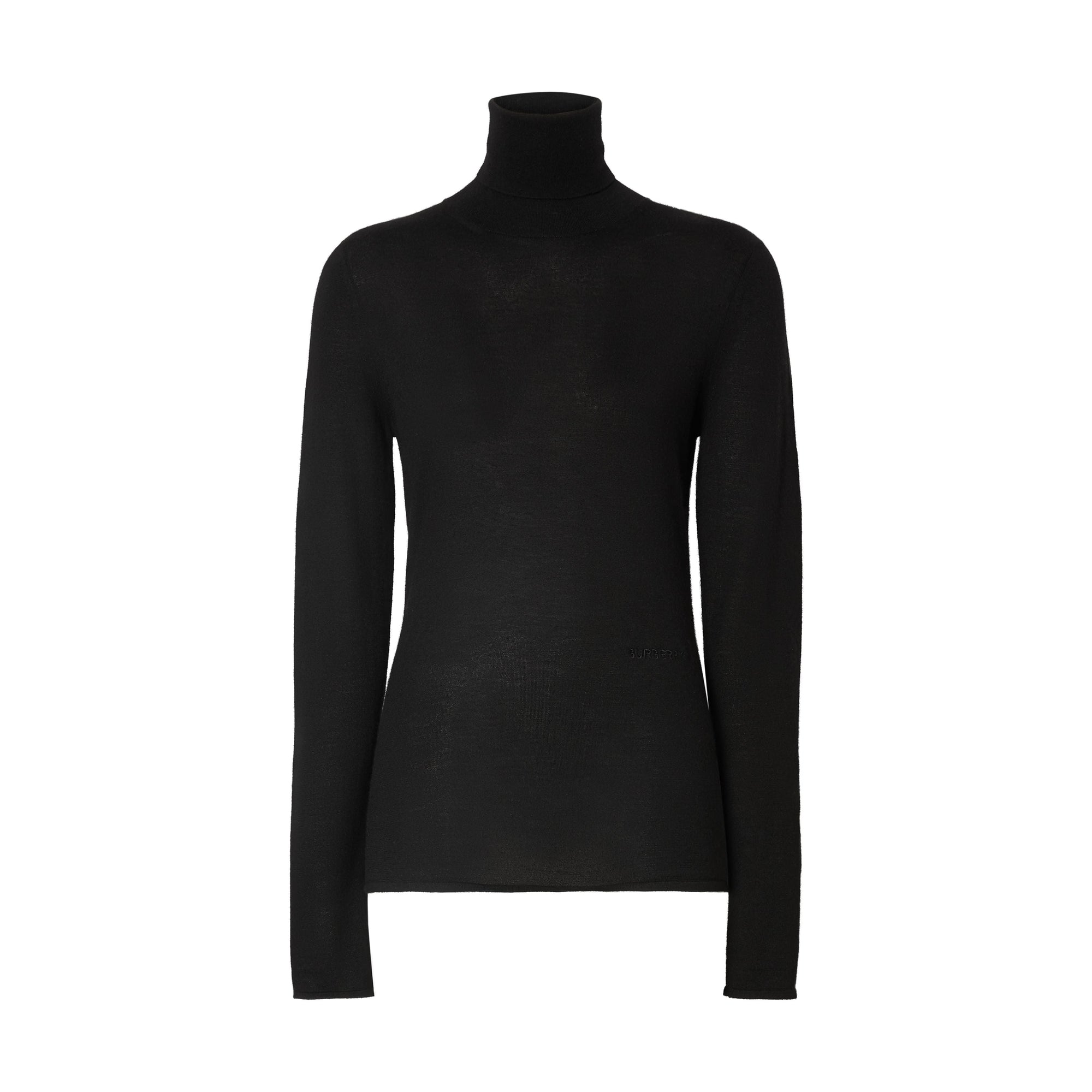 BLACK Pull à col roulé en cachemire et soie avec logo brodé