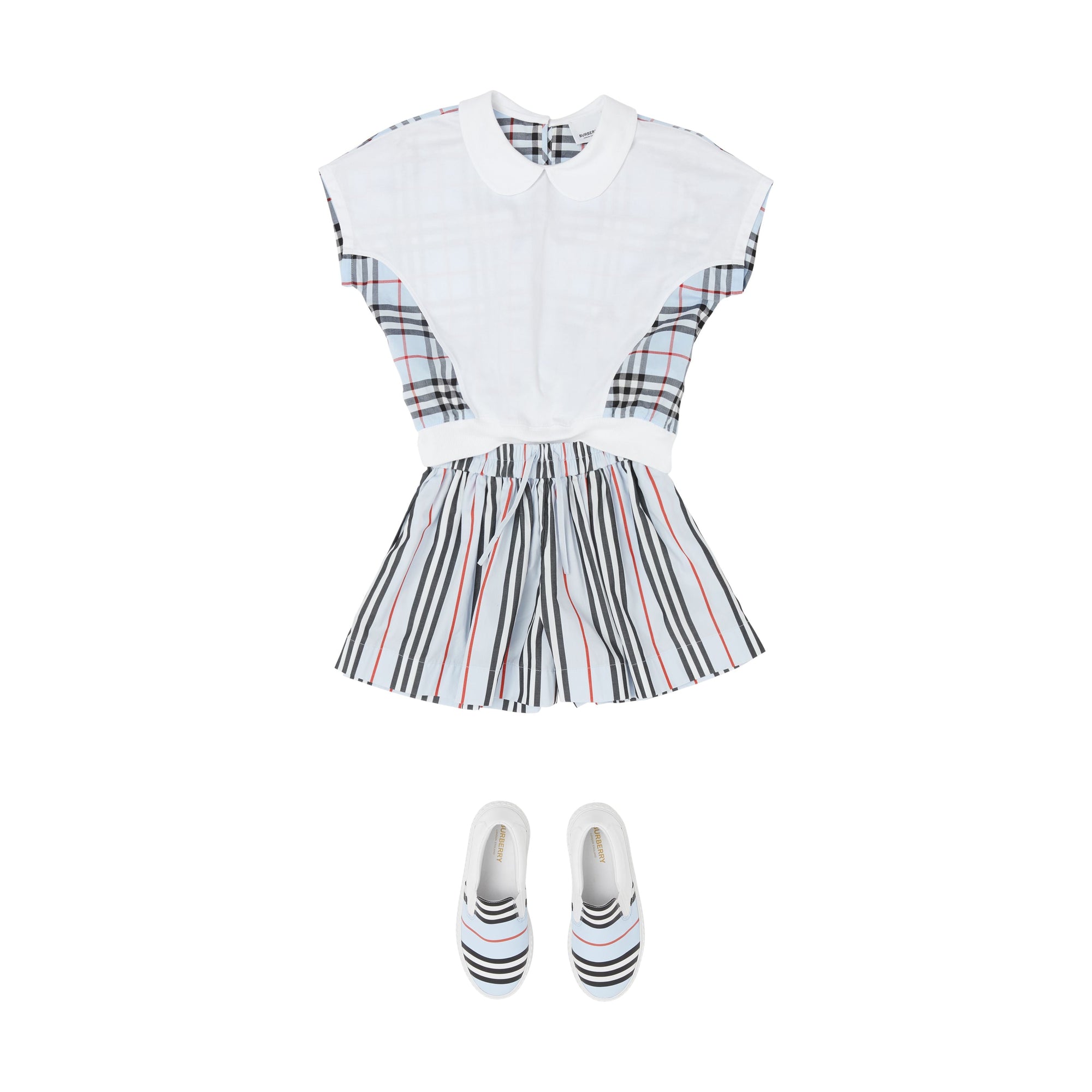 PALE BLUE STRIPE Short en popeline de coton à rayures iconiques