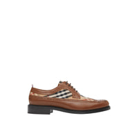 TAN/ARCHIVE BEIGE Derbies en cuir et Vintage check avec détails richelieu