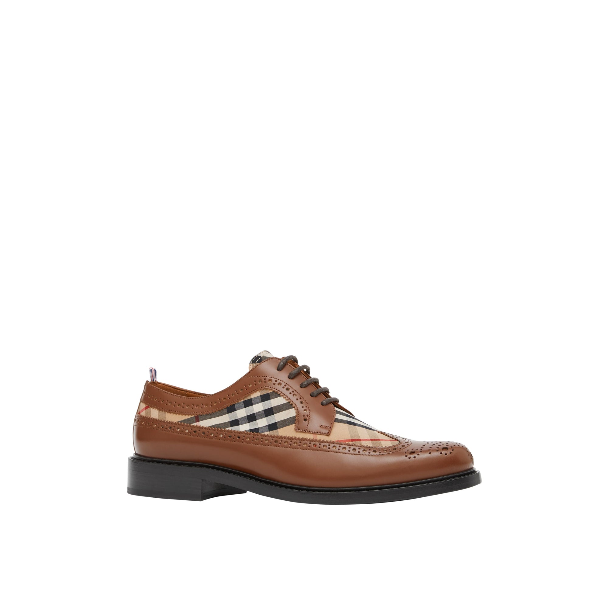 TAN/ARCHIVE BEIGE Derbies en cuir et Vintage check avec détails richelieu