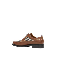 TAN/ARCHIVE BEIGE Derbies en cuir et Vintage check avec détails richelieu