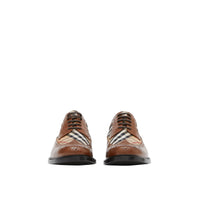 TAN/ARCHIVE BEIGE Derbies en cuir et Vintage check avec détails richelieu