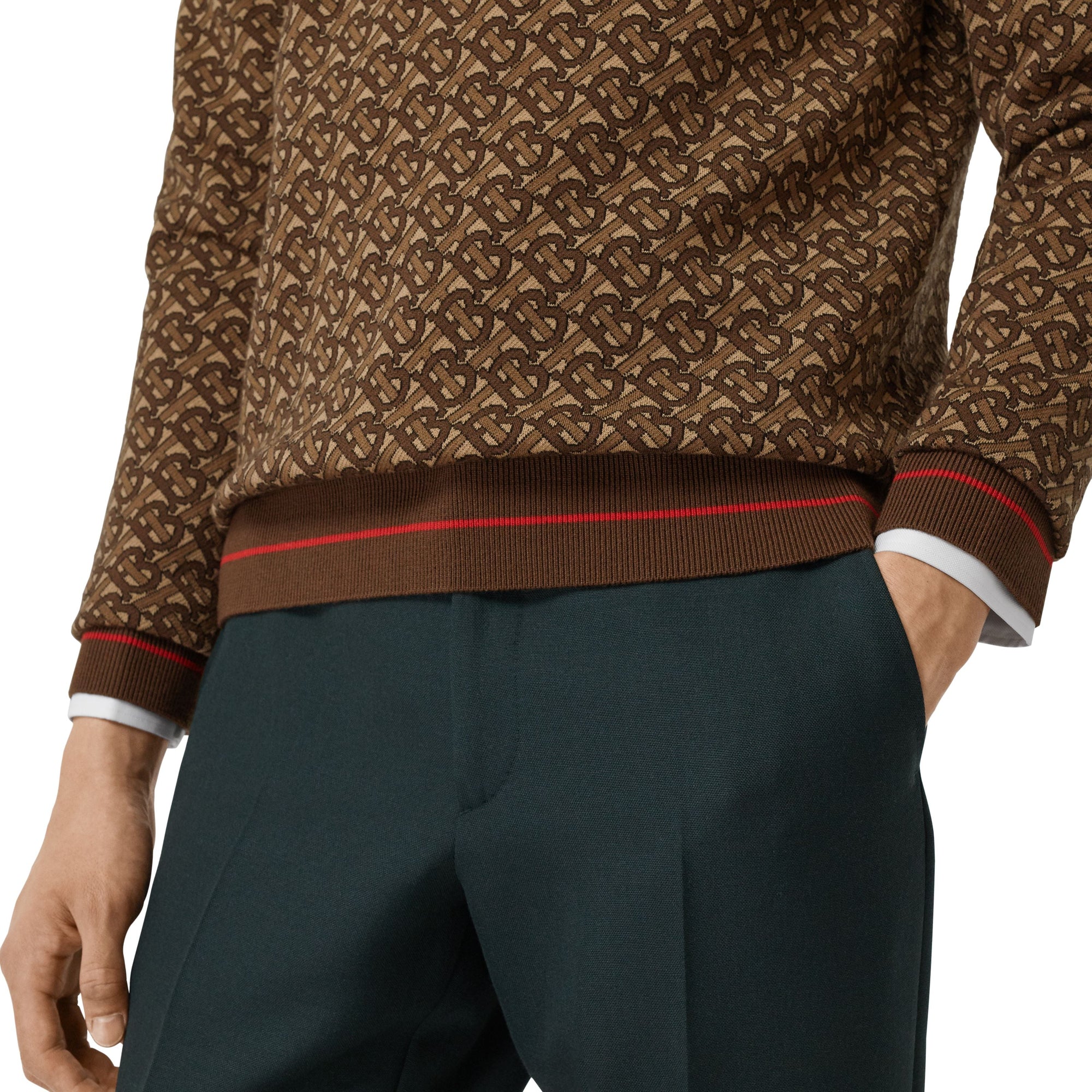 BRIDLE BROWN Pull en jacquard de laine Monogram