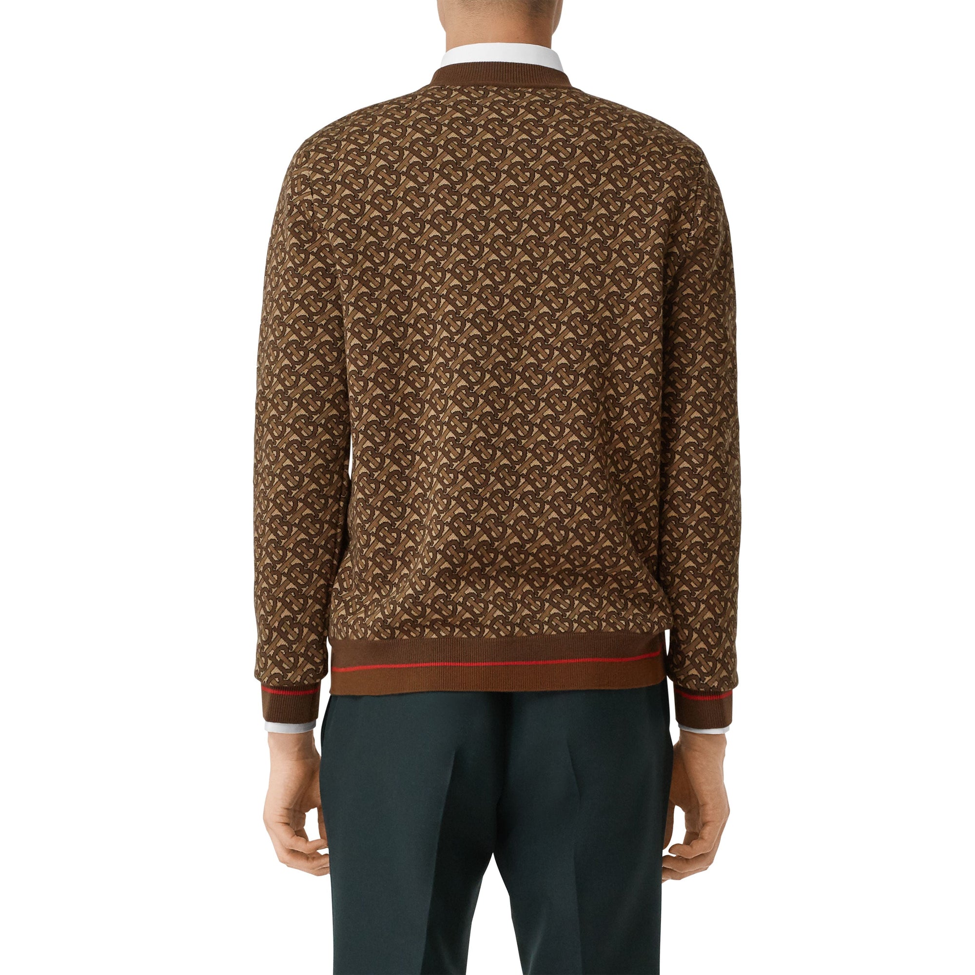 BRIDLE BROWN Pull en jacquard de laine Monogram