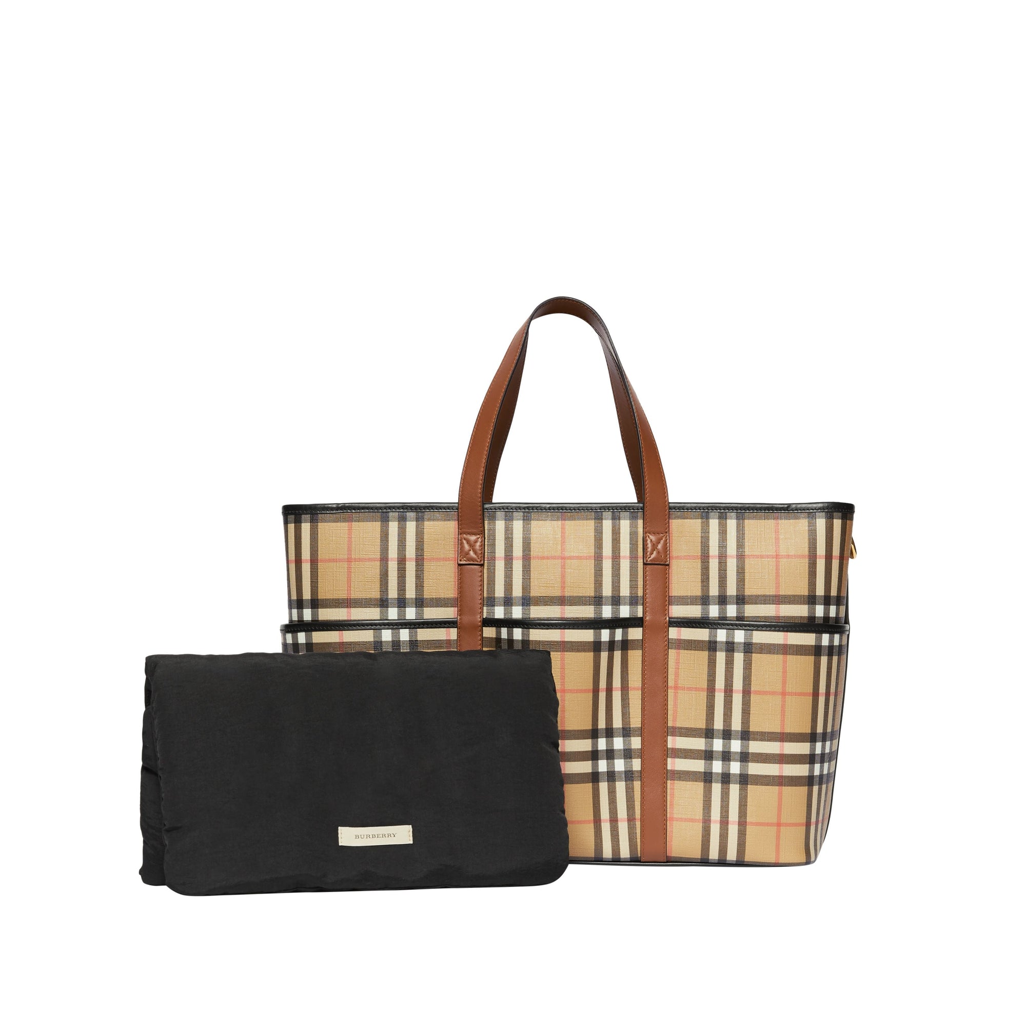 ARCHIVE BEIGE Sac à langer en toile écologique Vintage check