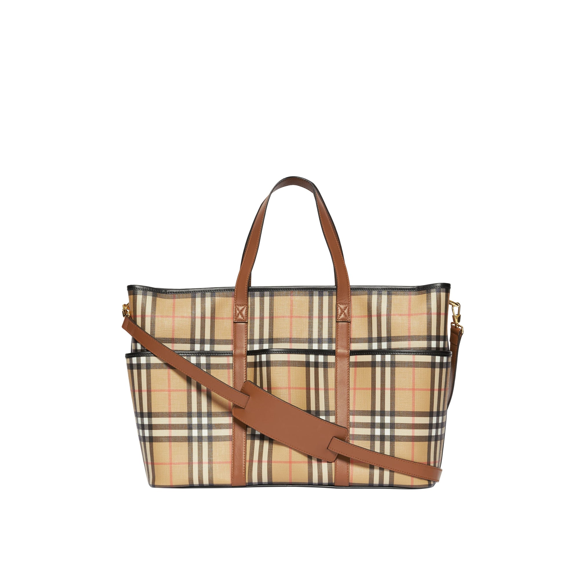 ARCHIVE BEIGE Sac à langer en toile écologique Vintage check