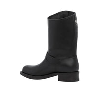 Bottes de motard en cuir à imprimé montage - Noir