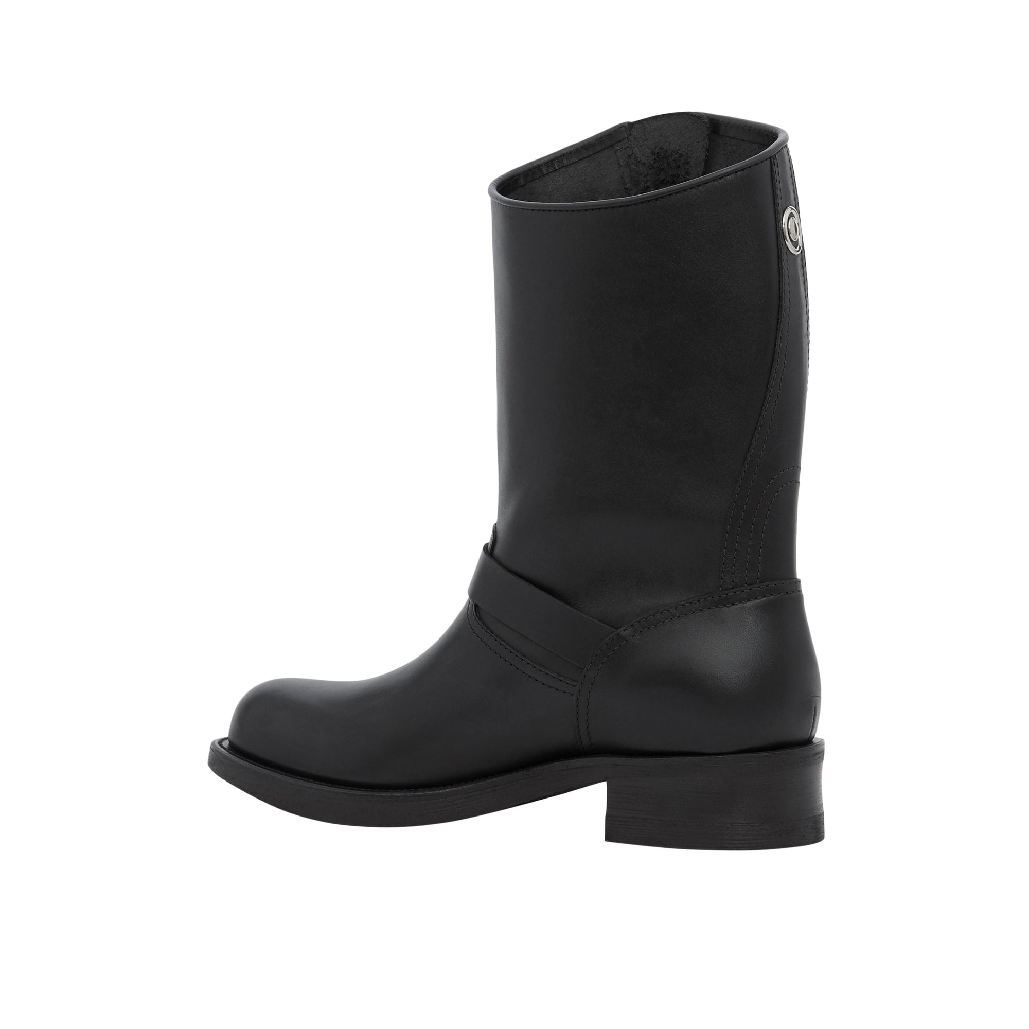 Bottes de motard en cuir à imprimé montage - Noir