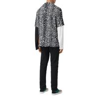 Chemise à manches courtes en sergé à imprimé léopard - Noir