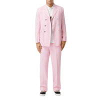 Veste de costume slim en laine avec boutons pression - Rose bonbon