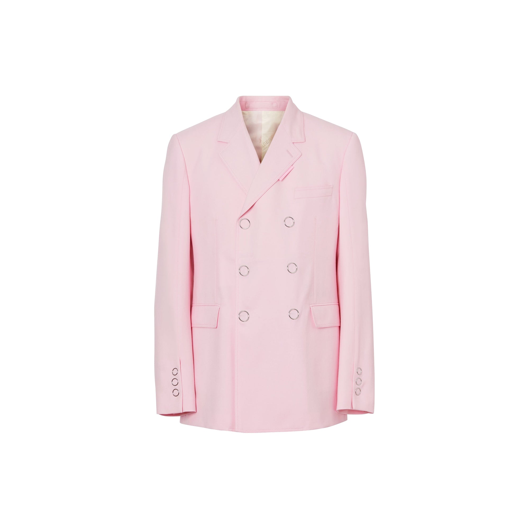 Veste de costume slim en laine avec boutons pression - Rose bonbon