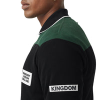 Polo en coton rayé avec logo appliqué - Vert Pin Sombre